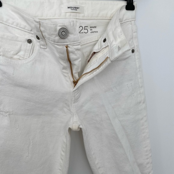 Moussy Vintage Mid-Rise Skinny White Distressed Denim Jeans - Picture 10 of 15